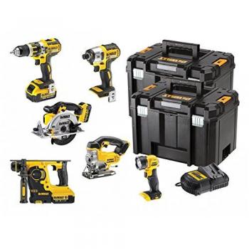 Kit Pack 6 Herramientas Inalámbricas DEWALT 18V XR con 3 Baterías de 4.0Ah y 2 Cofres TSTAK