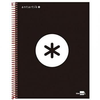 Liderpapel Cuaderno Espiral A4 Micro Antartik Tapa Forrada 120H 100 Gr Cuadro 5 Mm 5 Bandas 4 Taladros Color Negro