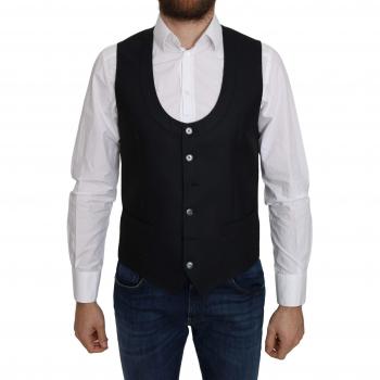 Dolce & Gabbana Blue Silk Romb Pattern Formal Coat Vest - IT46 | S