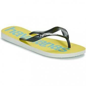 Chanclas Havaianas Top Logomania 2.0 blanco, negro y amarillo, talla 39-40
