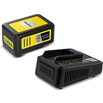 Kärcher 18 V Batería y cargador 18/50, 18 V/5 Ah, batería de ionos de litio, en menos de 2,5 horas carga al 100 %, para todos los equipos de la plataforma de baterías 18 V Battery Power