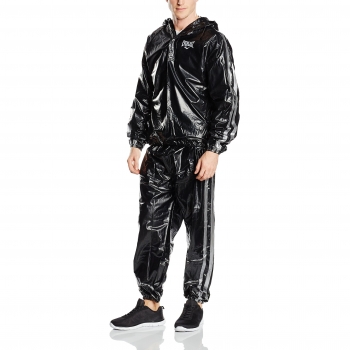 Everlast EX5013 - Traje sauna con capucha unisex, color negro, talla M-L