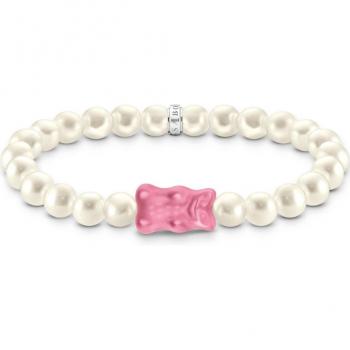 Thomas Sabo Pink Goldbear Pearl Bracelet for Women - Sterling Silver and Freshwater Pearls
