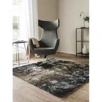 Alfombra de Pelo Largo Antracita/Gris 150x150 cm - Benuta