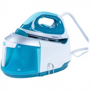 Estación de Plancha al Vapor Tornado TSS-2400D 2400W 1.8L Suela Cerámica Turquesa y Blanca
