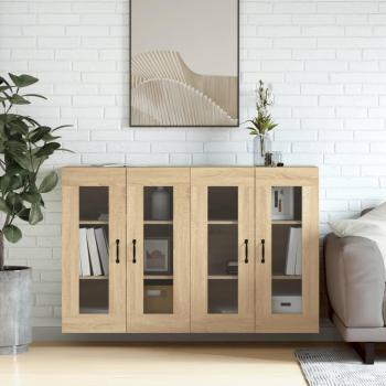 Gabinete de pared 2 piezas Sonoma Wood Oak Multilayer, características: diseño moderno, acabado en madera de ingeniería roble Sonoma, estructura resistente y duradera, fácil instalación, ideal para almacenamiento y organización en el hogar