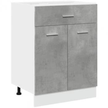 Armario inferior cajón contrachapada gris hormigón 60x46x81,5cm