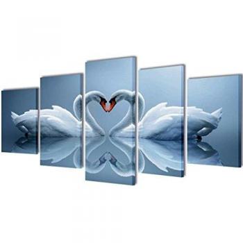 Set decorativo de lienzos para la pared modelo cisnes, 200 x 100 cm