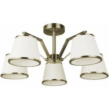Lámpara de Techo FABRILAMP Trébol 5xe14 Cuero Pantalla Beige 24x59x59 cm