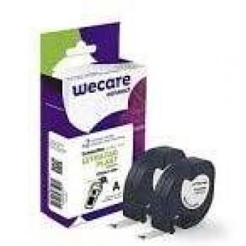 wecare - Juego de 2 cintas de color negro sobre blanco, 12 mm/4 m, compatible con Dymo LetraTag Plast S0721660