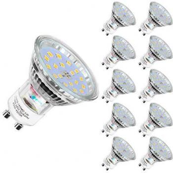 Bombilla LED GU10, 5 W equivalente a 60 W Halógena, blanco neutro 4500K, 600LM, 120 ° ángulo de haz, Ultra Brillante LED Bombillas, Paquete de 10 Unidades