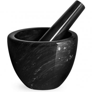 HOME Mortero con pilón Negro, 10 cm, mármol, Negro, 12 x 12 x 13 cm