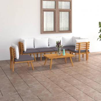 7-Piece Garden Lounge Set with Cushions in Solid Acacia Wood