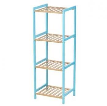 Estantería de Baño Berilo 35 x 30 x 100 cm Azul Natural Bambú Madera de Pino