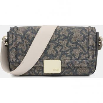Bandolera Mediana Kaos Icon Beige y Negro con Estampado de Logos TOUS