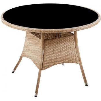 Mesa de jardín Boracay forma circular 6 personas marrón/negro Ø105x73 cm