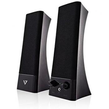 V7 SP2500-USB-6E Altavoces alimentados por USB para portátiles y ordenadores de escritorio, Negro
