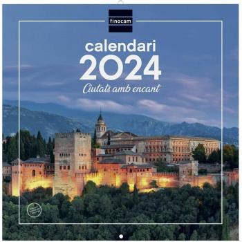 Finocam - Calendario de Pared 2024 Ciudades, 30x30 cm, Enero-Diciembre (12 Meses), Idioma Catalán