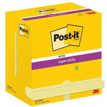 Pack 12 Blocs Notas Adhesivas Recicladas Post-it Super Sticky 76x127mm Color Amarillo
