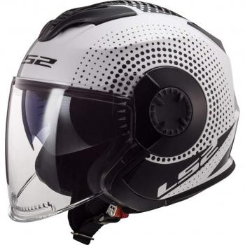 LS2 Casco Abierto Moto 2019 Of570 Verso Spin-Blanco-Negro