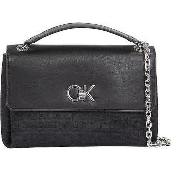 Calvin Klein Re-Lock Black Convertible Shoulder Bag with Chain Strap