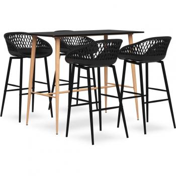 Mesa alta y taburetes de bar 5 piezas negro