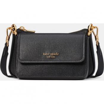 Kate Spade Mini Morgan Black Leather Crossbody Bag with Flap