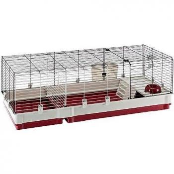 Jaula para Conejos Krolik 140 - Espaciosa, Modular, Techo Abatible, Escalera Frontal, Clips de Seguridad - Accesorios Incluidos - 142 x 60 x 50 cm