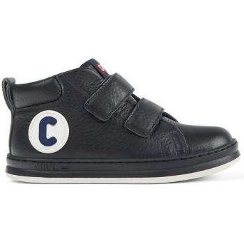 Camper Boys Navy Blue Leather Runner Four High-Top Sneakers with Velcro Closure