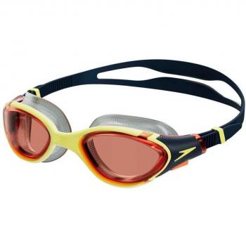 Gafas de natación unisex Speedo Biofuse 2.0 negro amarillo con lentes transparentes naranja