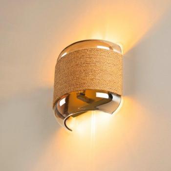 Aplique de pared Pantilo Rope dorado, acero, 20 cm, G9