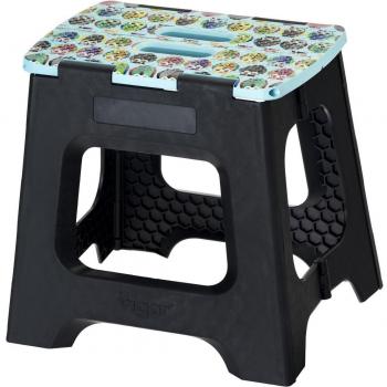 Vigar Taburete Plegable Compacto con Diseño de Búhos, Altura 32 cm, Fabricado con 80% Material Reciclado, Resistente y Antideslizante, Certificación Europea, Con