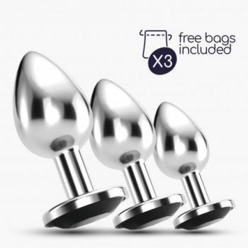 Crushious Plug Anal Ex19275 - Plug anal de silicona, diseño ergonómico, textura suave, tamaño adecuado para principiantes y usuarios avanzados. Crushious Bijou Anal Train Trio Negro Set - Set de plugs anales en tres