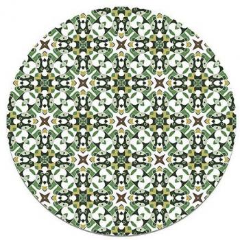 Alfombra Vinílica Redonda Azulejo Hidráulico Oriental Verde 150x150 cm - Antideslizante e Ignífuga para Cocina y Salón