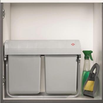 Cubo de reciclaje Eyckhaus con ruedas rectangular gris 2x15 L