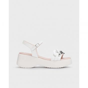 Sandalias de cuña de mujer con plataforma y adorno de cadena