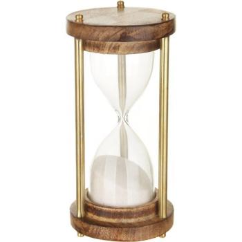RELOJ DE ARENA DE METAL EN MADERA DE MANGO H15