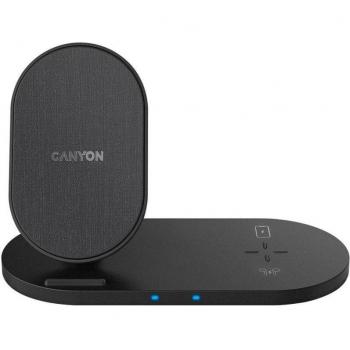 Canyon WS-202 Estación de Carga Inalámbrica Qi 1xUSB Tipo-C 10W+5W Negra