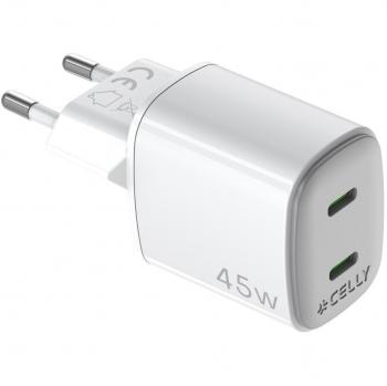 Cargador de Pared USB-C 45W Universal Blanco con Tecnología GaN y Carga Rápida