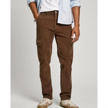 Pepe Jeans Men's Slim Fit Brown Cargo Corduroy Pants W34