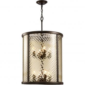 Lámpara colgante de techo Asia 8 luces E14 Bronce aceitado vidrio transparente
