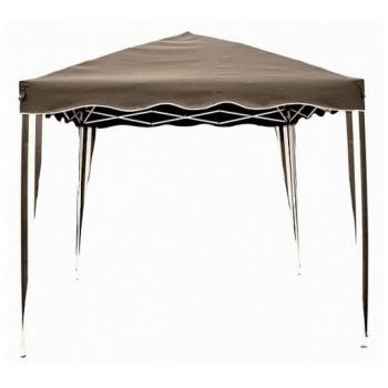 Cenador Plegable 3x3m de Acero Blanco y Lona Taupe