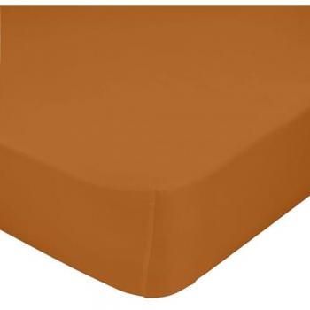 Sábana Bajera Terracota 105x200 cm, 100% Algodón, Calidad 150