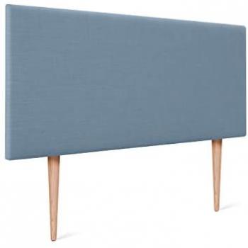 Cabecero de Lino Natural Liso Cabezal Tapizado Cama Dormitorio Moderno Top Trending (Azul, 95x105cm con Patas para Camas 80/90)