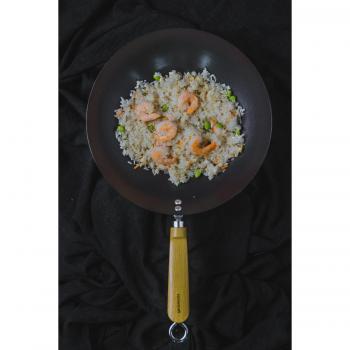 Wok Antiadherente de Acero al Carbono de 30 cm, Apto para Inducción y Vitrocerámica, Compatible con Todas las Fuentes de Calor