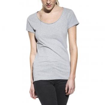 Camiseta de mujer de algodón orgánico manga corta cuello redondo en color gris melange