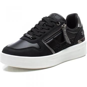 Zapatilla de Mujer XTI 143060 Negra con Cremallera, Talla 38, Casual y Plano