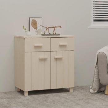 Aparador Hamar de madera maciza de pino color marrón miel, dimensiones 79x40x80 cm, mueble de almacenaje para salón, buffet y armario auxiliar