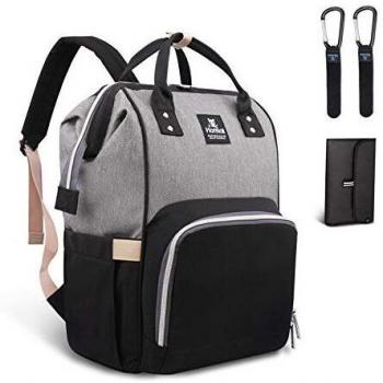 Hafmall Mochilas para Pañales de Viaje Impermeable para Bebés, Elegante Bolsos para Pañales de Gran Capacidad con Cambiador y Ganchos Carrito Bebé