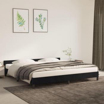 Cama solar sin colchón 200x200 cm en terciopelo negro con estructura de cama y cabecero de terciopelo negro Vidaxl